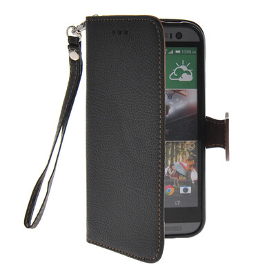 

MOONCASE Лич кожи Кожа Флип сторона кошелек держателя карты Чехол с Kickstand чехол для HTC One M8 черный