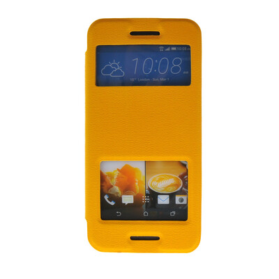 

MOONCASE View Window Leather Side Flip Pouch Stand Slim Shell Back ЧЕХОЛ ДЛЯ HTC One M9 Yellow