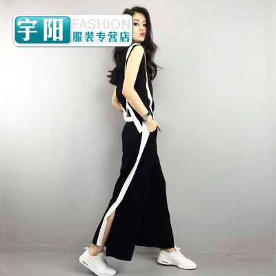 

2017 season new casual sports suit womens fashion sweater wide pants trousers two-piece