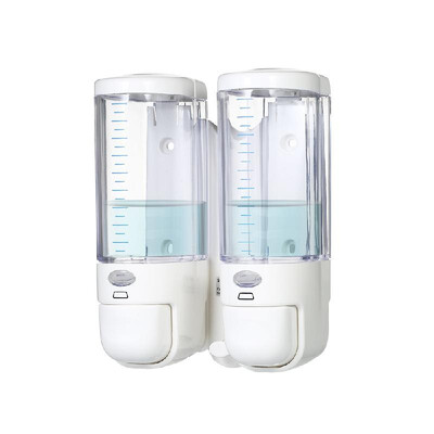 

280ml 2 Double Bottles Manual Soap Dispensers Wall-mounted Shampoo Box Washroom Toilet Shampoo Shower Gel Liquid Soap Dispensers
