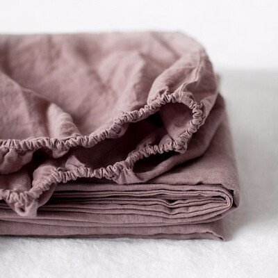 

100 Linen Fitted Sheet Stone Washed Pure Linen 1Pcs For Twin Full Queen King Size
