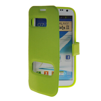 

MOONCASE View Window Leather Side Flip Pouch Hard board Shell Back чехол для Samsung Galaxy Note 2 N7100 Green