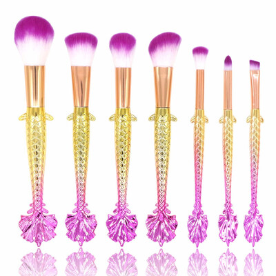 

7 PC Fish Tail Fish Scale Makeup Brush Suit Tools Foundation Makeup Brush Lucky Fishtail Fish Scale Makeup Brushes pincel sereia