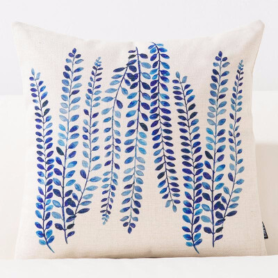 

Sea Blue Plant Leaf Printed Cushion Anchor Pattern Marine Ship Throw Pillow Decorative Pillows Kids Cushions