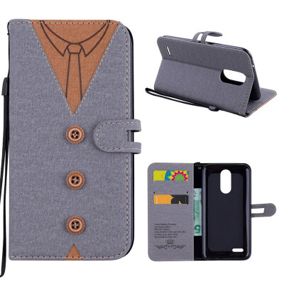 

MOONCASE LG K10 2017 stitching embossed mens leather case - gray