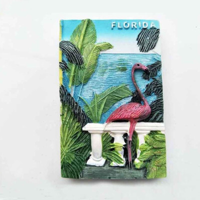 

1Pcs Handmade Painted Florida Flamingos Resin 3D Fridge Magnet