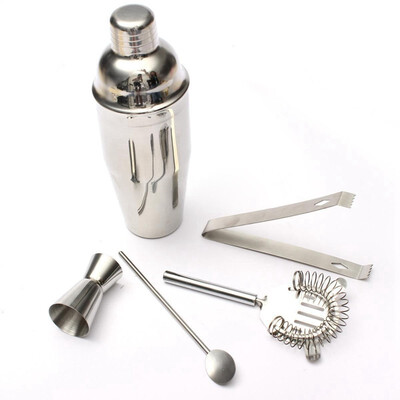 

UpperX 5Pcs 750ML Stainless Steel Cocktail Shaker Jigger Bar Drink Mixer Kit Tool