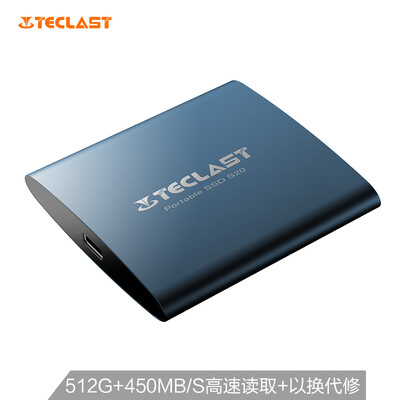

Teclast 512GB Type-c USB31 Solid State Mobile Hard Disk PSSD S20 Series Shockproof Drop Lightweight Portable High Speed ​​Transmission