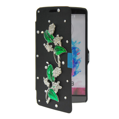 

MOONCASE Bling Rhinestone Crystal Ultre Slim Leather Side Flip Wallet Shell Back Case Cover for LG G3 Black