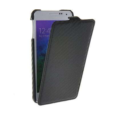 

MOONCASE Carbon fiber Leather Bottom Flip Pouch ЧЕХОЛ ДЛЯ Samsung Galaxy Alpha G850F Black