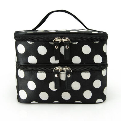

Fashion Women Portable Cosmetic Retro Dot Pattern Beauty Makeup Hand Case Bag