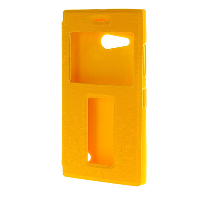 

MOONCASE Side Flip Hard board Slim Leather Bracket Window Case Cover for Microsoft Lumia 730 Yellow