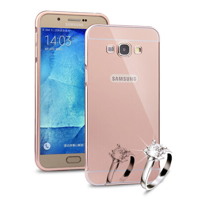 

MOONCASE Metal Frame Edge Mirror Back 2 in 1 Thin Case Cover for Samsung Galaxy A8