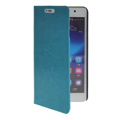 

MOONCASE Slim Leather Side Flip Wallet Card Holder Pouch with Kickstand Shell Back Case Cover for Huawei Honor 6 Blue