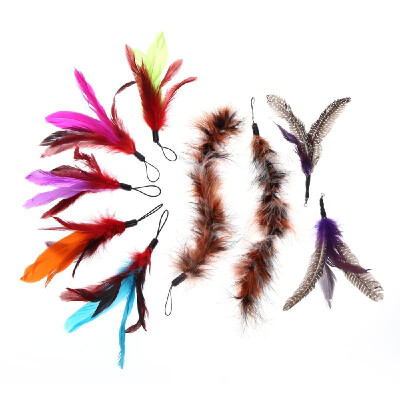 

9PCS Luxury Colorful Natural Long Feather Pet Kitten Cat Teaser Cute Design Replacement Refill Feather for Cat Rod Wand