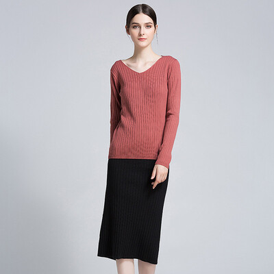 

PREISEI Fashion Spring Autumn Women Solid Casual Slim Knitted V-Neck Long Sleeve Sweaters Ladies Pullover Mujer