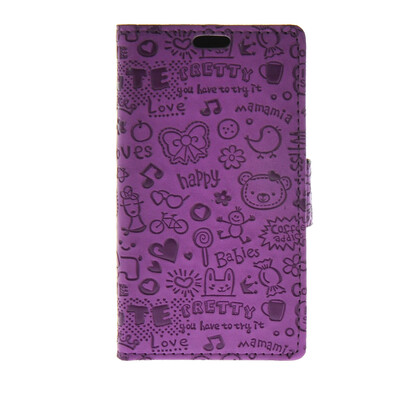 

MOONCASE Cute Little Witch Leather Side Flip Wallet Card Holder Stand Pouch ЧЕХОЛ ДЛЯ LG C50 H340n Leon Purple