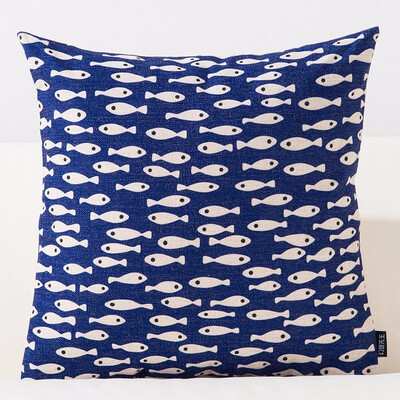 

Sea Blue Plant Leaf Printed Cushion Anchor Pattern Marine Ship Throw Pillow Decorative Pillows Kids Cushions