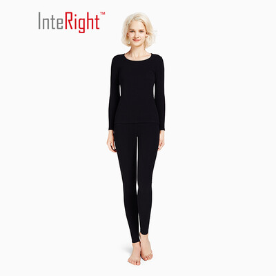 

INTERIGHT Lady volcanic rock thick&velvet comfortable soft&delicate round neck thermal underwear set purple XL code