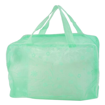 

UpperX Light Green Flower Pattern Translucent Zippered Mesh Shower Bag for Bathroom