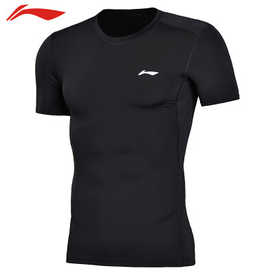 

Li Ning LI-NING Yoga clothing tops short-sleeved tights T-shirt running fitness sportswear AUDN015-2 black 2XL code