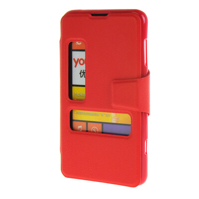 

MOONCASE Side Flip Hard board Slim Leather Bracket Window чехол для Cover Microsoft Lumia 625 красный