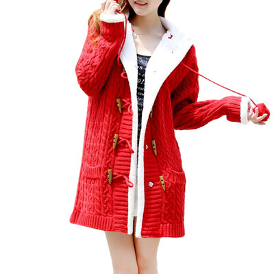 

CT&HF Women Winter Casual Cardigan Hooded Sweater Coat