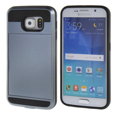 

MOONCASE ЧЕХОЛ ДЛЯ Samsung Galaxy S6 Soft Silicone Gel TPU Skin With Card Holder Protective Grey
