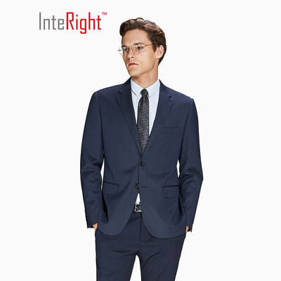 

INTERIGHT suit mens business fashion slim wool blend suit jacket lake blue M code 17592A