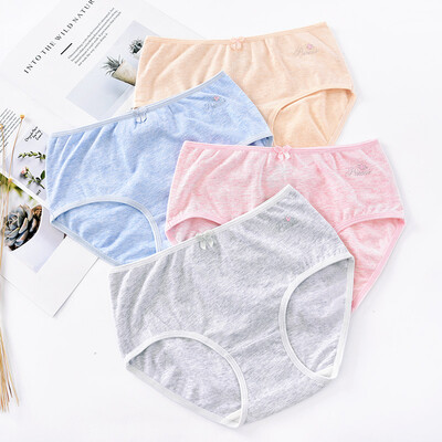 

Ai Lier Aurora underwear female students new color cotton mid-rise girls cotton underwear simple girls briefs large size ladies pants K8106 - 4 strips L