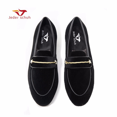 

Jeder schuh Autumn style Luxurious men velvet shoes with pearl metal buckle Fashipn party&wedding men loafers