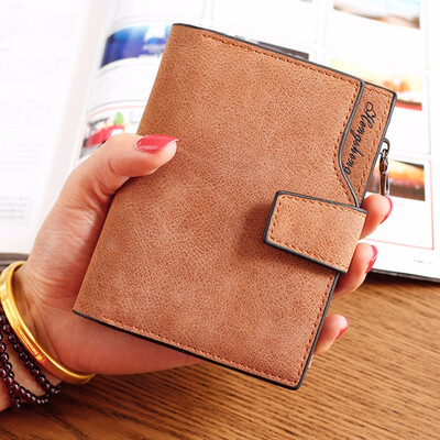 

Ladies short wallet candy color buttons wallet multi card womens zero wallet frosted zipper bag