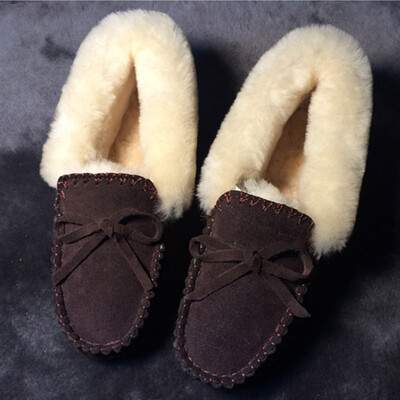 

Quality fur suede loafers shoes woman winter casual women shoes