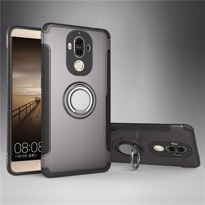 

Fecoprior Back Cover For Huawei Mate 9 Mate9 Case Car Holder Stand Hard PC Silicon Ring Suction Bracket Celulars