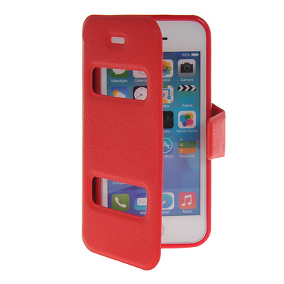 

MOONCASE View Window Leather Side Flip Pouch Stand Shell Back ЧЕХОЛ ДЛЯ Apple iPhone 5C Red