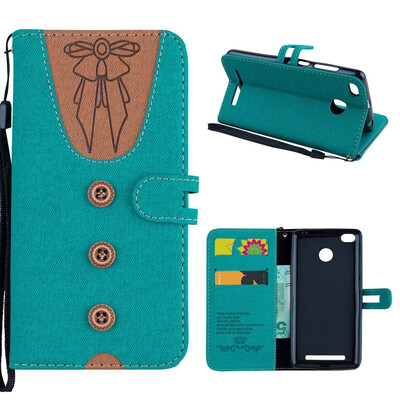 

MOONCASE Millet red rice 3S stitching embossed womens leather case - green