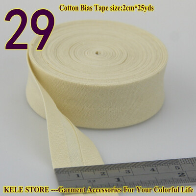 

Cotton bias tape bias binding fold tape size 20mm2cm 34" 25yds various color solid color DIY handmade sewing material