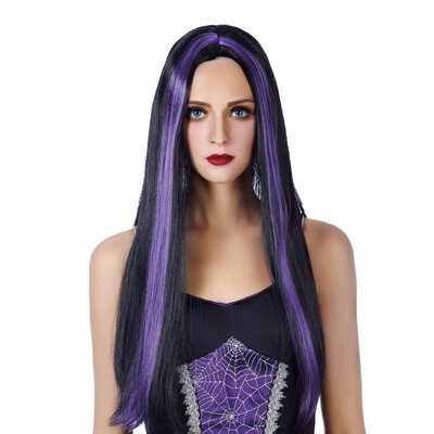 

Cosplay Wig Long Witch Synthetic Hair Red Purple White Black 22inch Straight Custom Party Cosplay Wigs For Women Heat Resistant