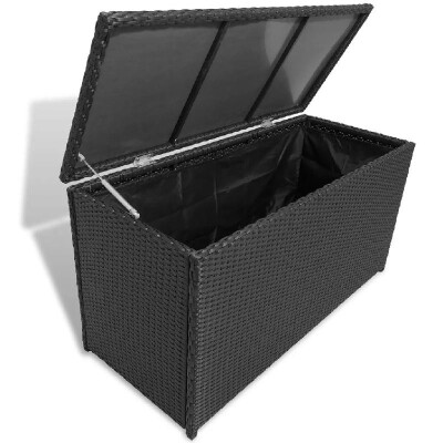

Garden Storage Chest Poly Rattan Black