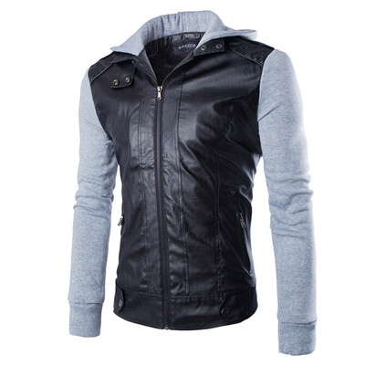 

Zogaa Men's Leather Clothing Korean Knitting Sleeve Short Slim Washing