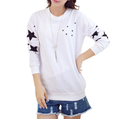 

CT&HF Women Fashion Leisure Personality Tops Korean Stars Printing Loose T-Shirt Autumn Round Collar Long Sleeve Tops