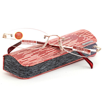 

Sunset red reading glasses women fashion frameless business PC high through glasses glasses BX5208 300 degrees