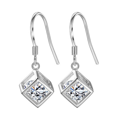 

Clear CZ Crystal Square Drop Earrings For Women Cubic Zirconia Fashion Jewelry Eardrop Gift WHJ41