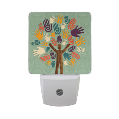 

ALAZA LED Night Light With Smart Dusk To Dawn SensorPaints Prints Of Hands Feet Plug In Night Light