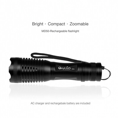 

Zoomable 500 Lumen Bright LED Flashlight Torch Light Lamp Adjustable Zoomable Focus 3 Brightness Levels plus Strobe Battery In