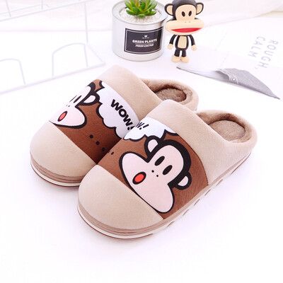 

PaulFrank big mouth monkey home leisure simple couple warm cotton slippers men PF710 brown 270