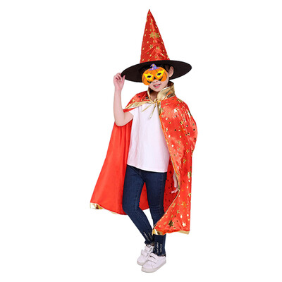 

Halloween costume Halloween childrens costume props dress witch magic cloak cloak magic hat set dazzling red