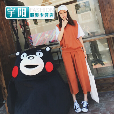 

A7seve season Korean version of the sleeveless vest vest women wide pants two sets of students leisure suit tide