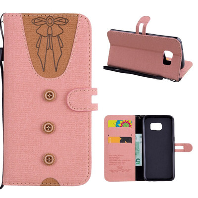 

MOONCASE Samsung Galaxy S7 Edge stitching embossed womens leather case - powder