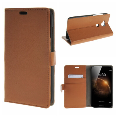 

MOONCASE Case for Huawei Ascend G8 High quality Leather Flip Wallet Card Holder Bracket Back Pouch Case Cover Brown 01